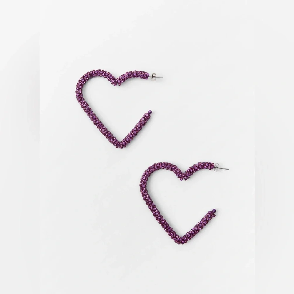 Zara 🩷🩷🩷Pink Sparkly Heart Earrings - NWT